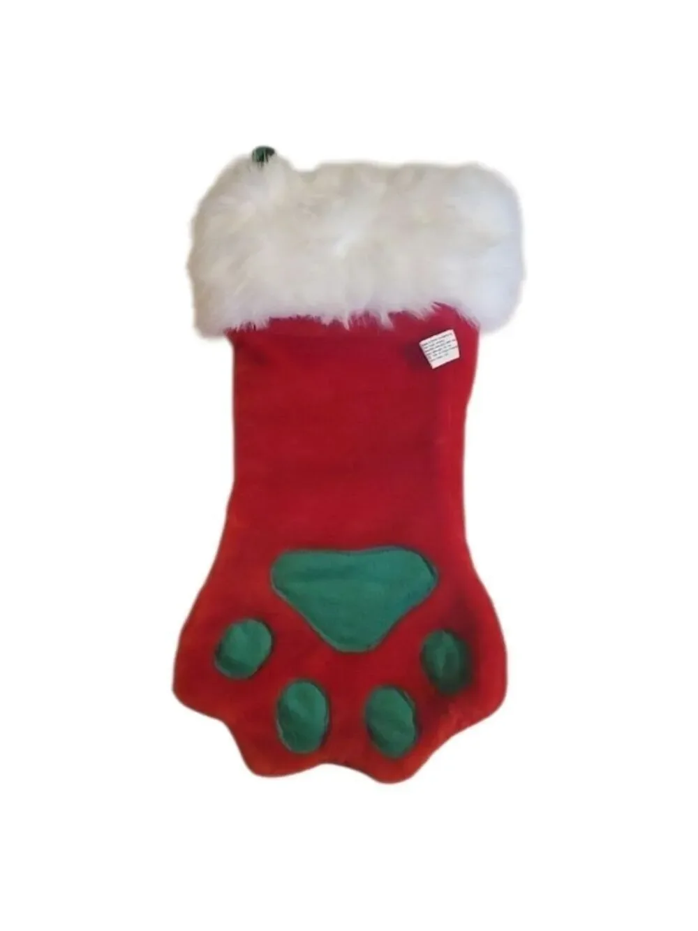 Dog Christmas stocking Plush Pet Dog Holiday Red Green Faux Fur Paw Shape